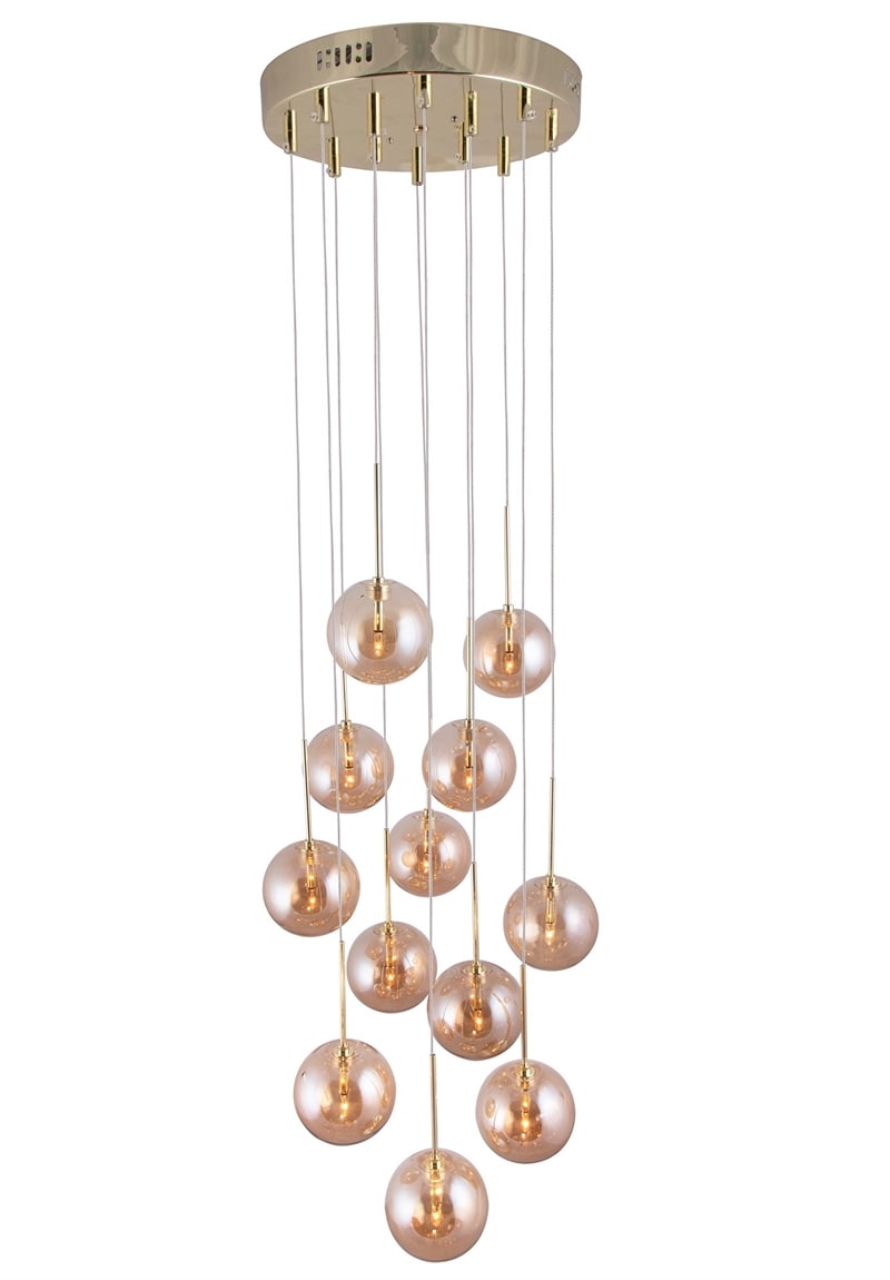 Globen Lighting - Skyfall taklampa amber/mässing