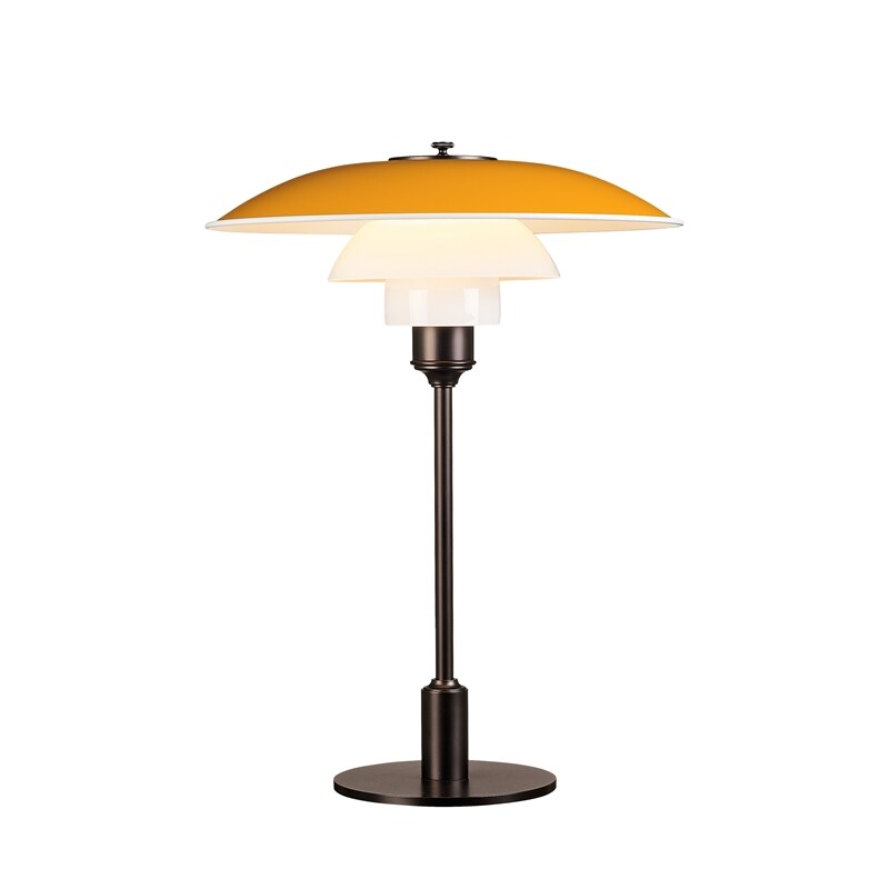 PH 3½-2 ½ Bordslampa gul/Silkesmatt brun mässing