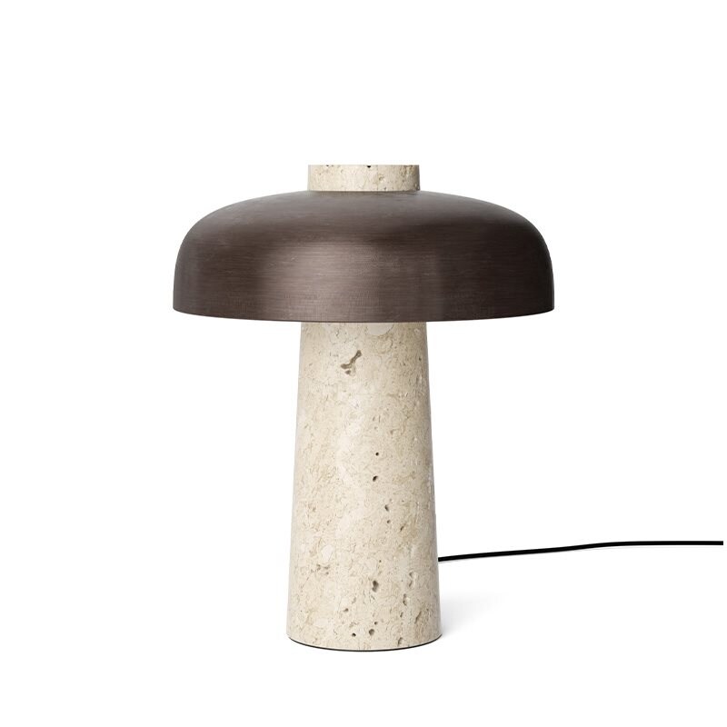 Reverse Table Lamp, Travertine, Bronserad mässing (CE-ETL-UKCA)