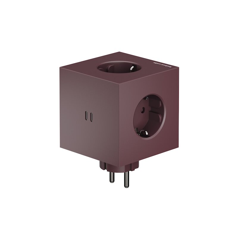 Avolt - Square 2 grenuttag 30W Dual USB-C BAUHAUS Mulberry Red