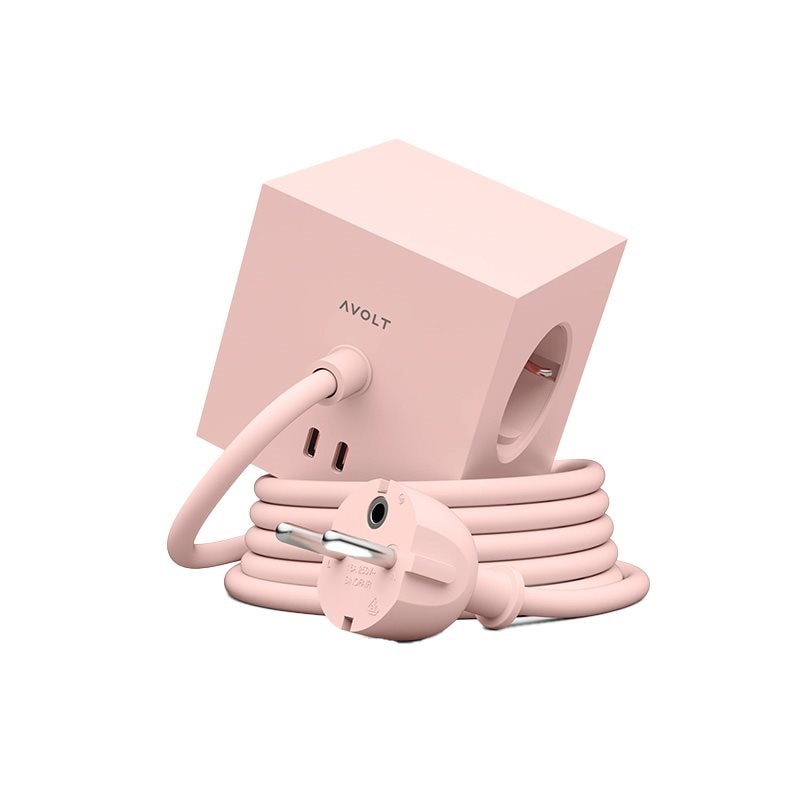 Avolt - Square 1 grenuttag 30W Dual USB-C & Magnetic base 3m New Pink