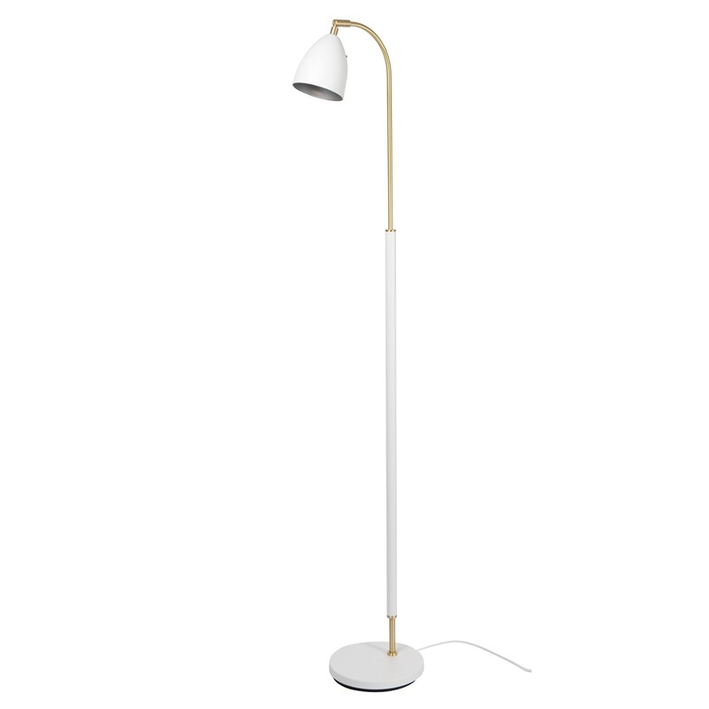 Deluxe golvlampa vit/mässing