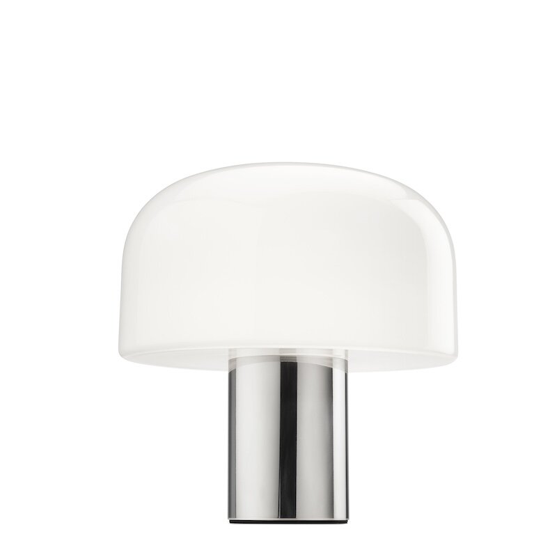 Bellhop glass bordslampa bright aluminium
