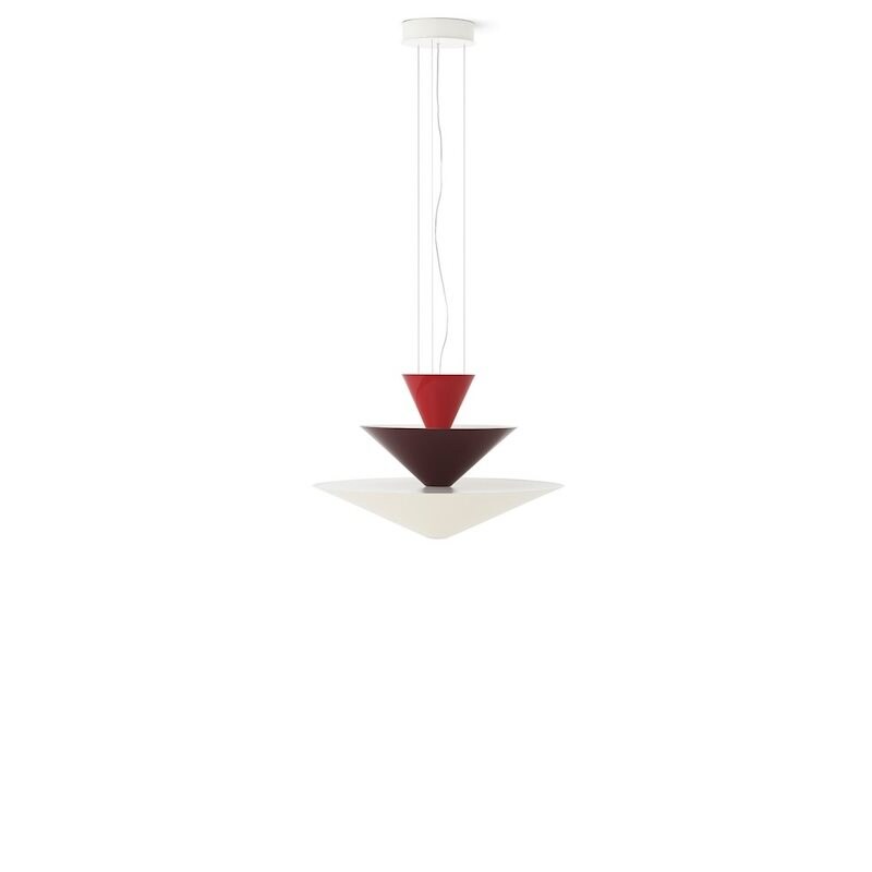 Gio LN14 taklampa vemilion red, dark burgundy & ecru white