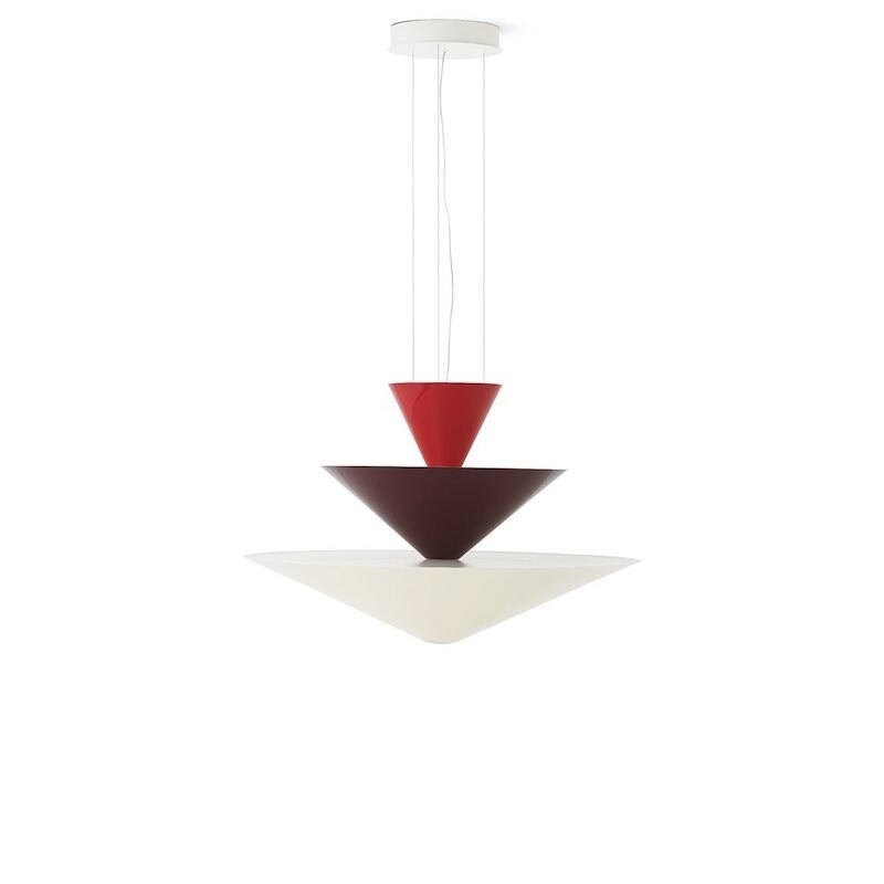 Gio LN15 taklampa vemilion red, dark burgundy & ecru white