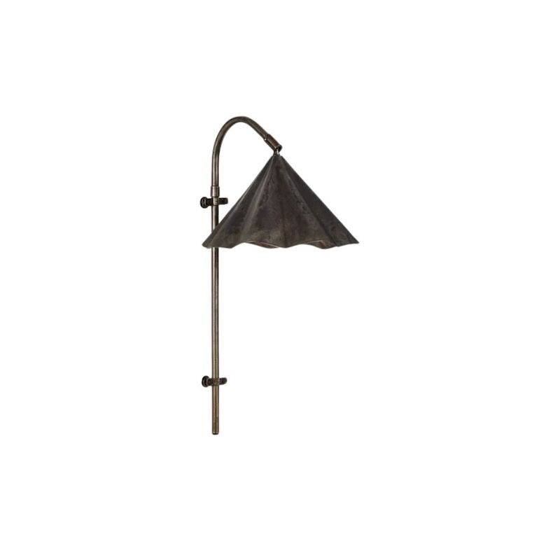 Flola med arm vägglampa antik brun