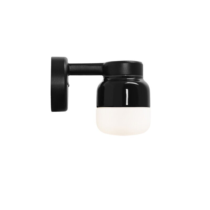 Ohm 100/150mm vägglampa IP44 opalglas/svart