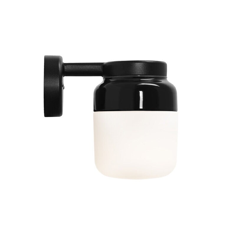 Ohm 140/205mm vägglampa IP44 opalglas/svart