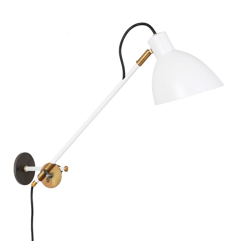 KH#1 vägglampa lång arm vit