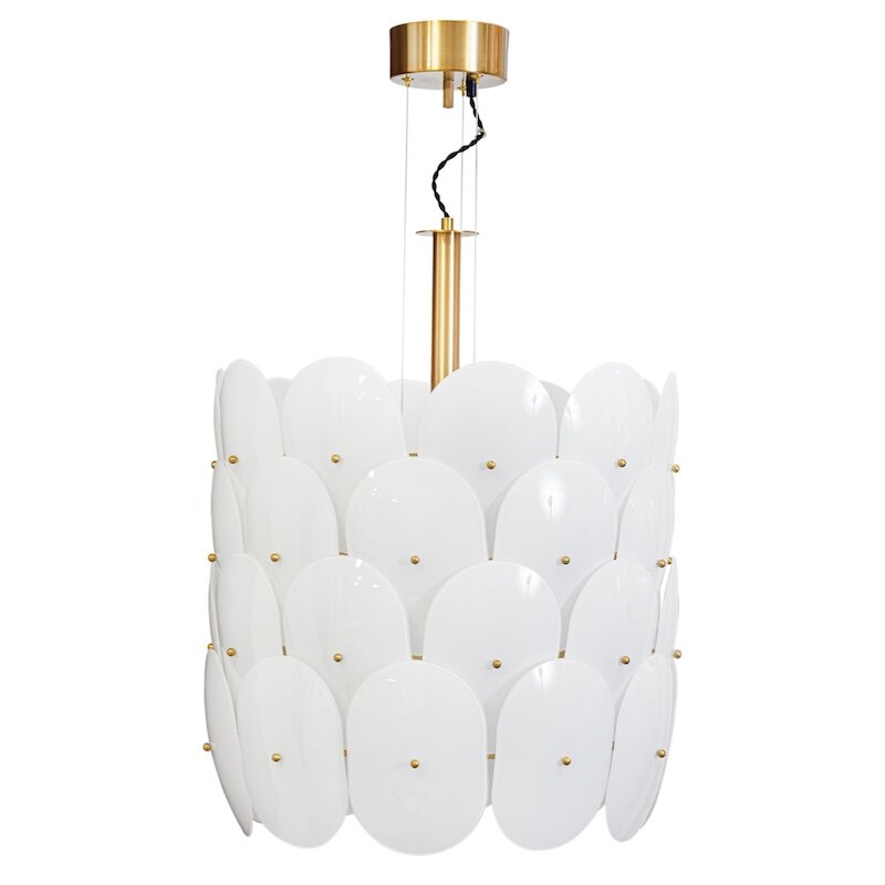 Omlott taklampa Ø50cm mässing/vit