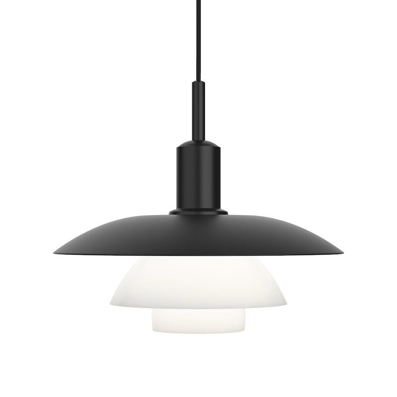 PH 5/5 taklampa svart metall/vitt opal glas