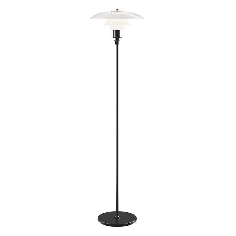 PH 3½-2 ½ Golvlampa glas/svart metalliserad