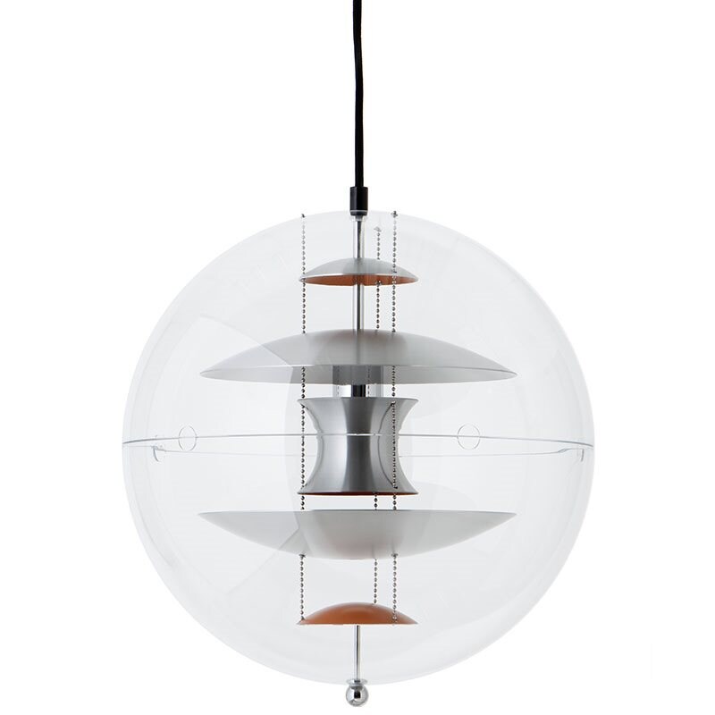 VP Globe 40 taklampa borstad aluminium/orange