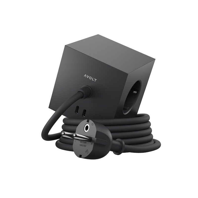 Avolt - Square 1 grenuttag 30W Dual USB-C & Magnetic base 1,8m Stockholm Black