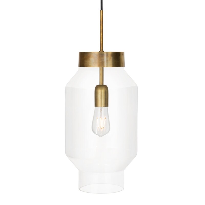 Fenomen taklampa stor råmässing/klart glas