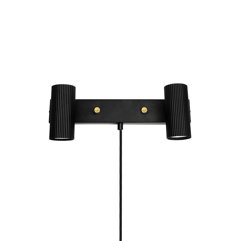 Globen Lighting - Hubble 2 vägglampa svart/borstad mässing