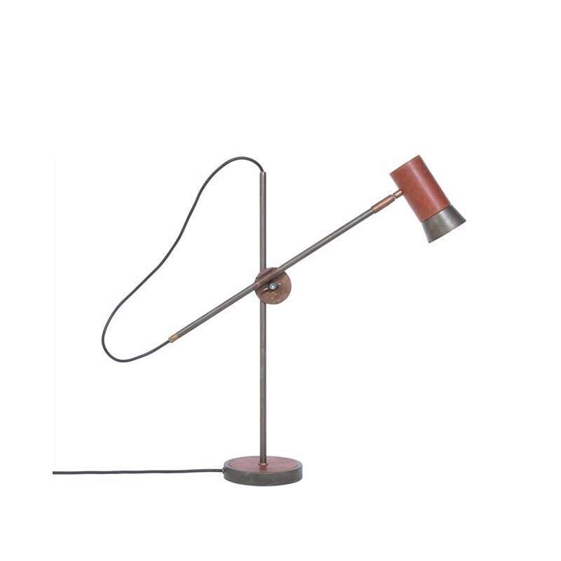Kusk bordslampa järnoxid/läder