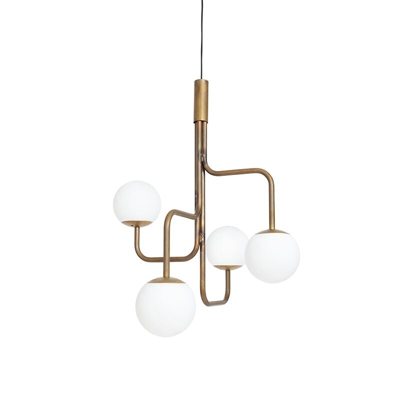 Strapatz glob Ø780 taklampa råmässing/matt opalglas