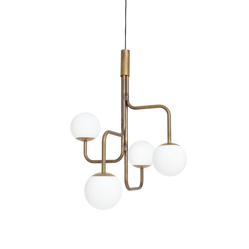 Konsthantverk - Strapatz glob Ø780 taklampa råmässing/matt opalglas