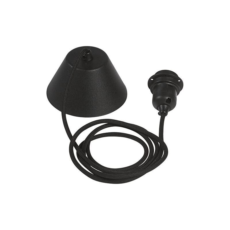 PR Home - Lampupphäng E27 textil svart 2,1m