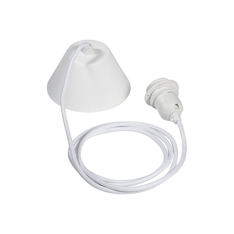 PR Home - Lampupphäng E27 textil vitt 2,1m