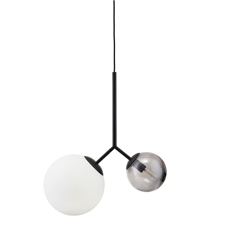 Twice taklampa svart/opalvit/rökfärgat glas