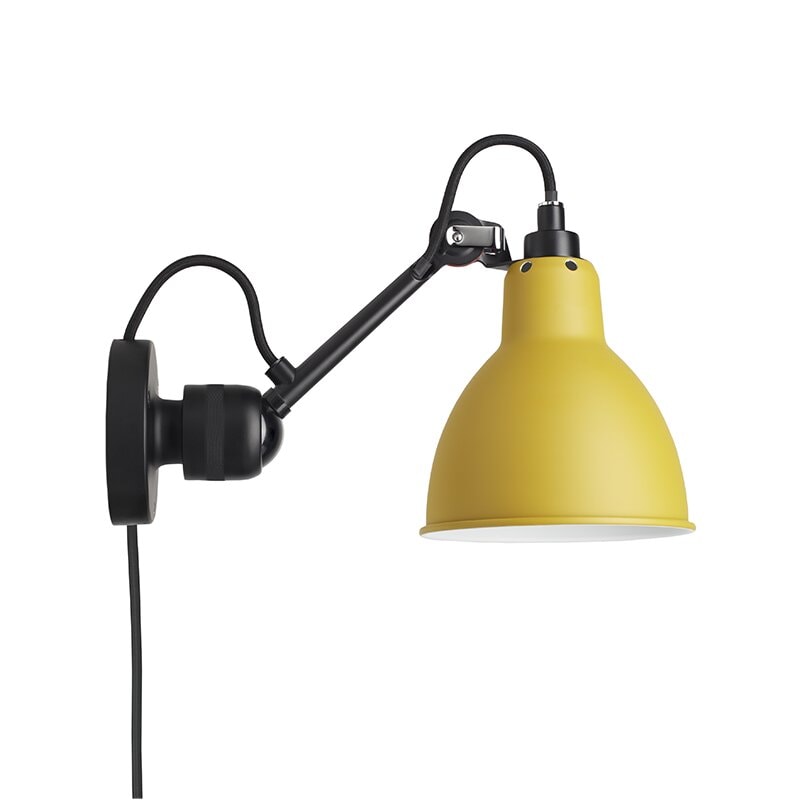 Lampe Gras N°304 CA vägglampa round svart/gul