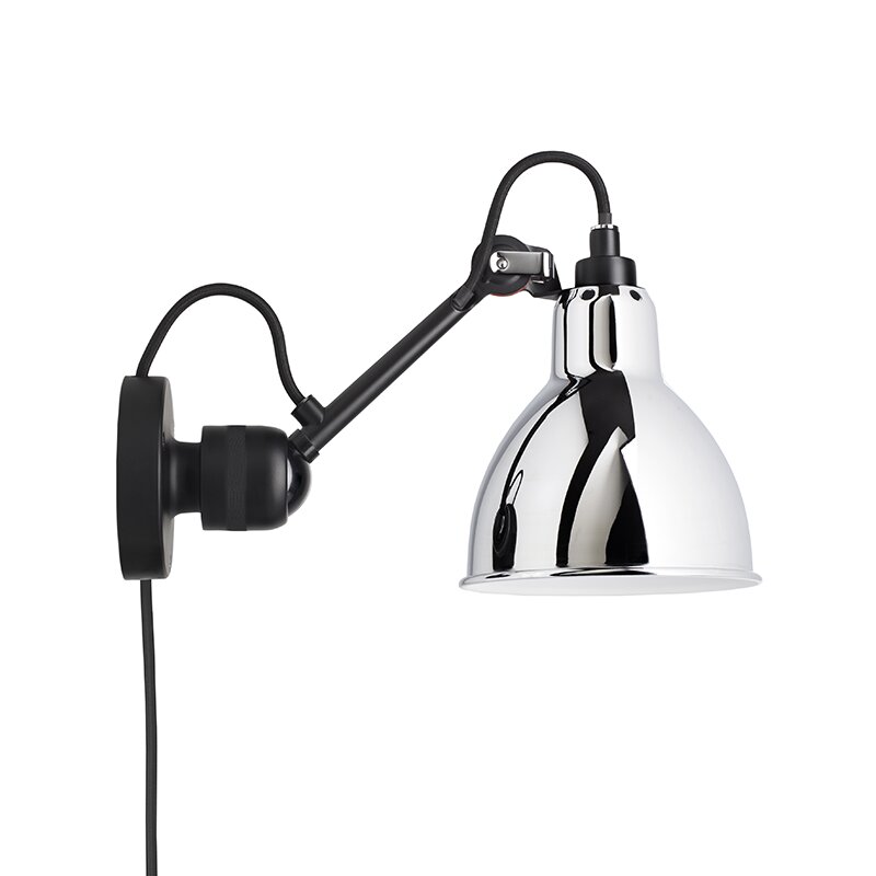 Lampe Gras N°304 CA vägglampa round svart/krom