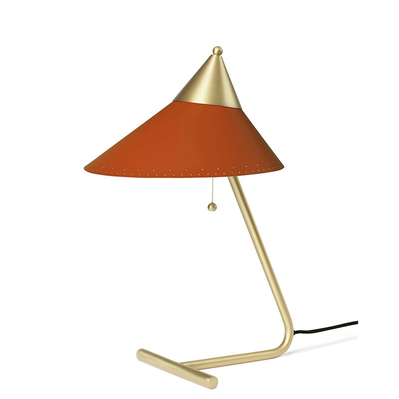 Brass top bordslampa rusty red