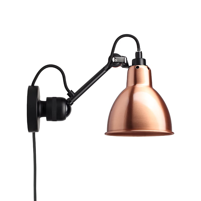 Lampe Gras N°304 CA vägglampa round svart/koppar