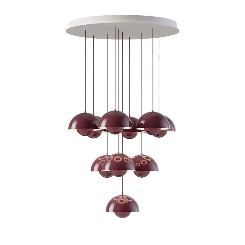 Flowerpot VP1 10 pendlar, taklampa dark plum