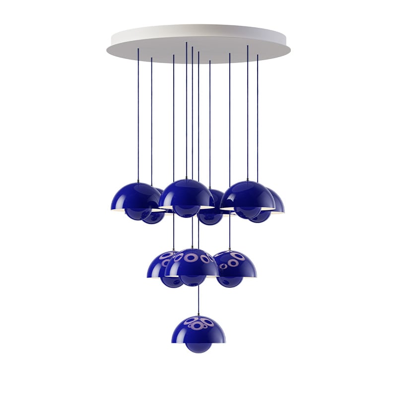 Flowerpot VP1 10 pendlar, taklampa cobalt blue