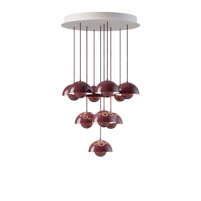 Flowerpot VP10 10 pendlar, taklampa dark plum