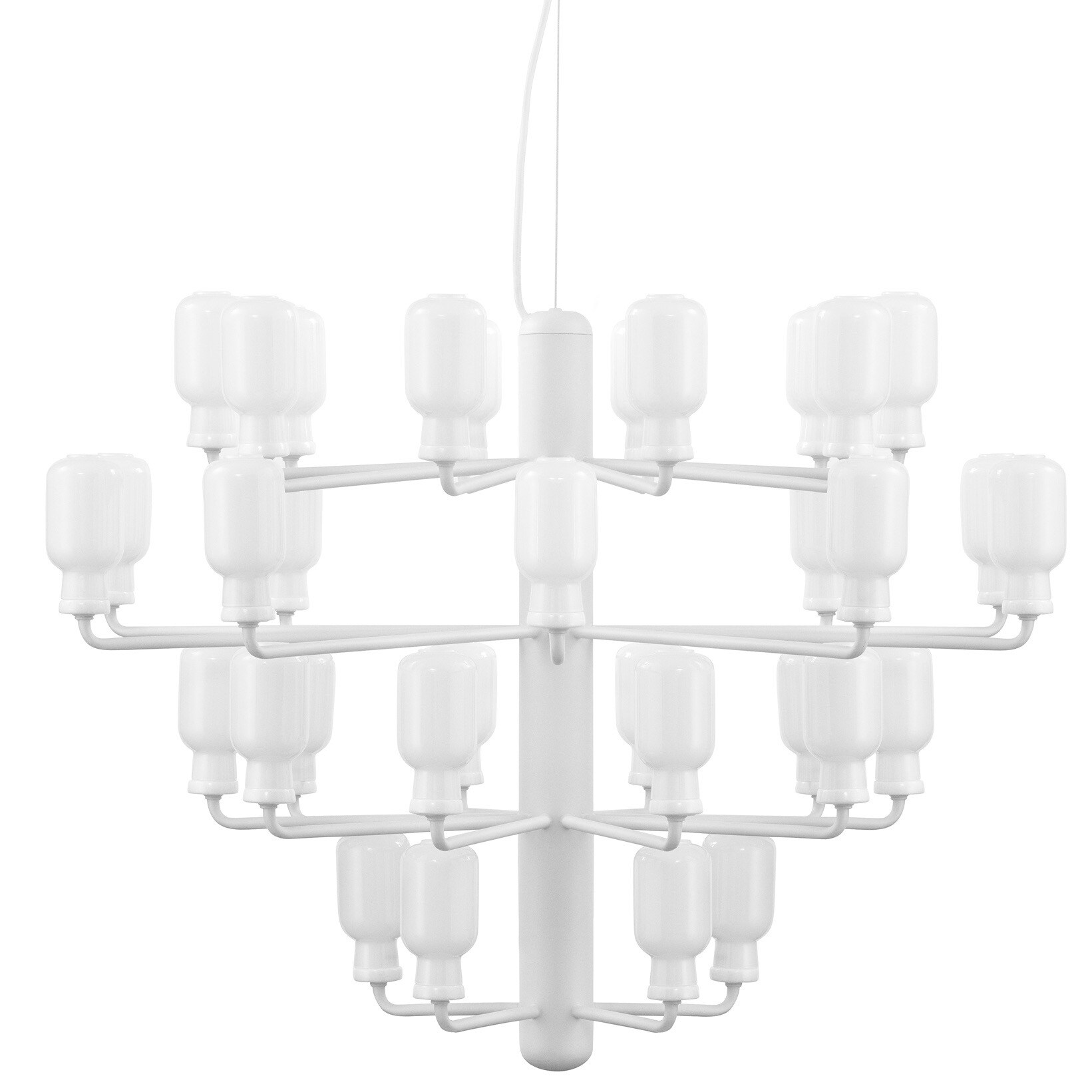 Amp chandelier L vitt glas/vit