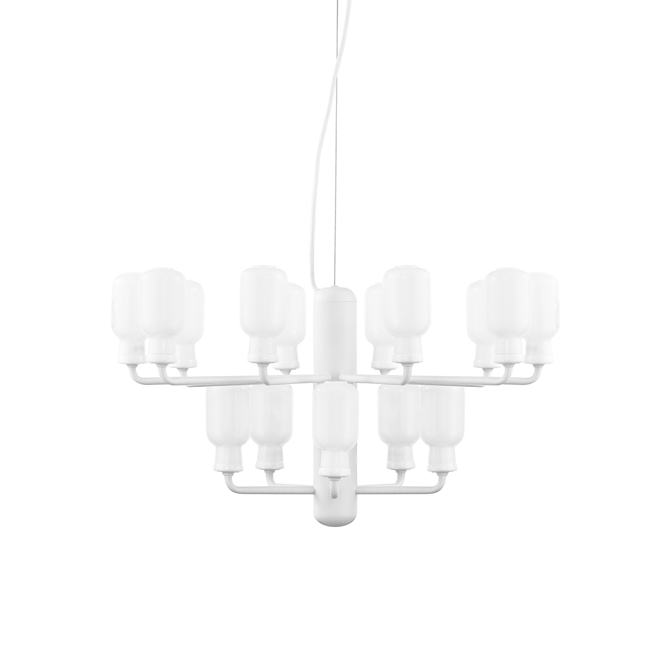 Amp chandelier S vitt glas/vit