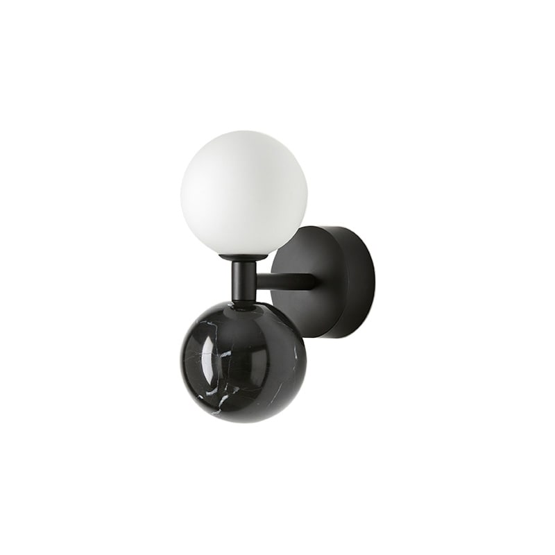 Dalt vägglampa mattsvart/svart marmor