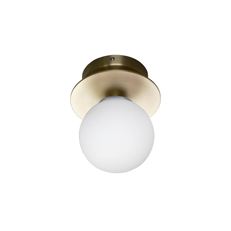 Art Deco IP44 badrumsbelysning borstad mässing/vit
