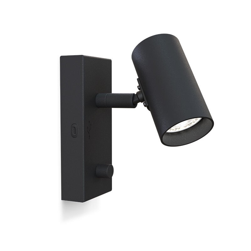 Tyson vägglampa USB-C vänster sladd ner svartstruktur