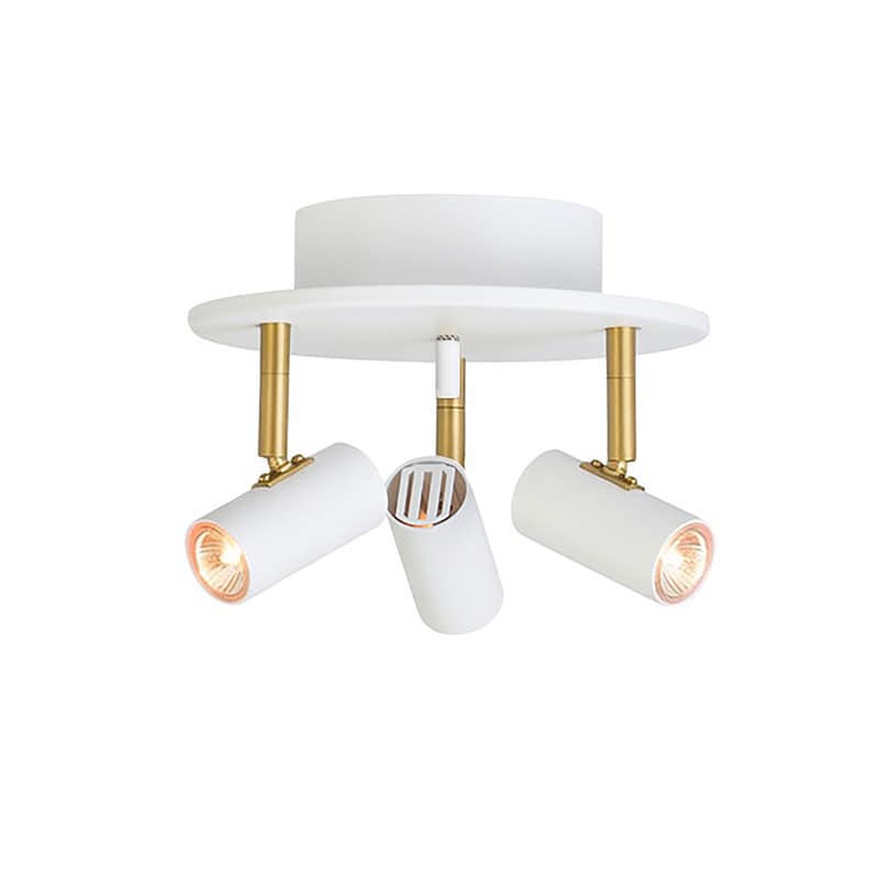 Cato 3 spotlight rund vit/mässing