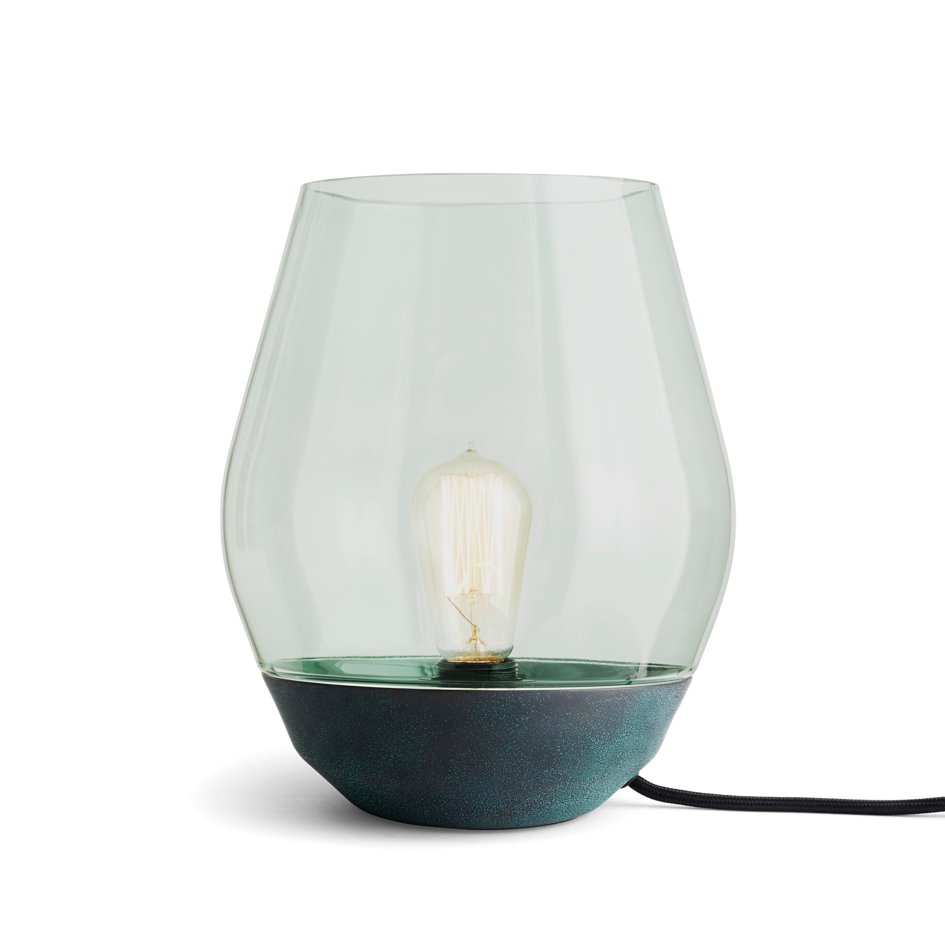 Bowl bordslampa oxiderad koppar/grönt glas