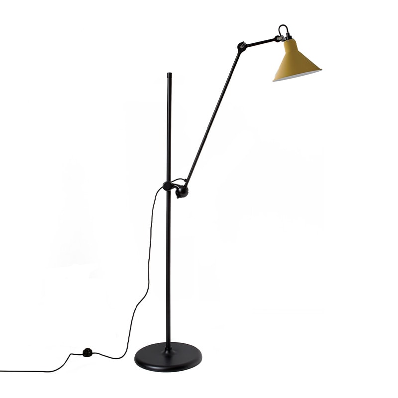 Lampe Gras N°215 golvlampa conic svart/gul