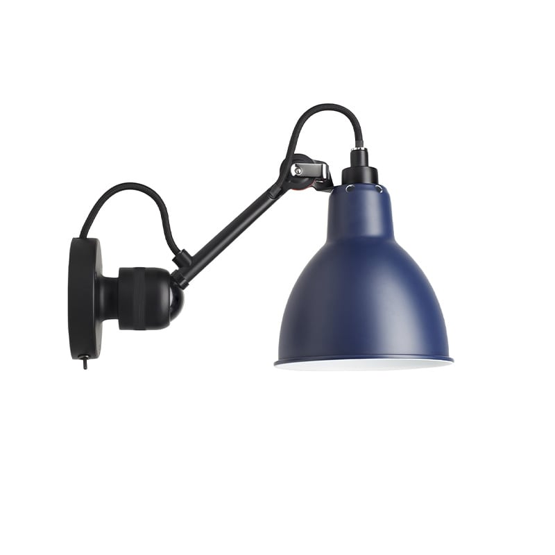 Lampe Gras N°304 SW vägglampa round svart/blå