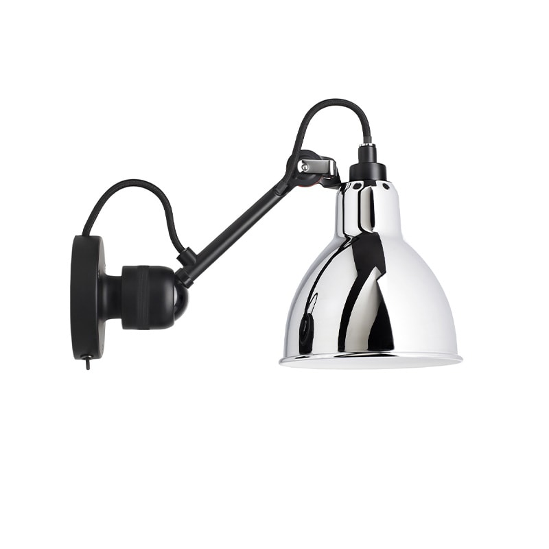 Lampe Gras N°304 SW vägglampa round svart/krom
