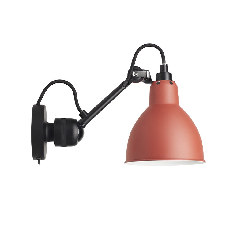 Lampe Gras N°304 SW vägglampa round svart/röd