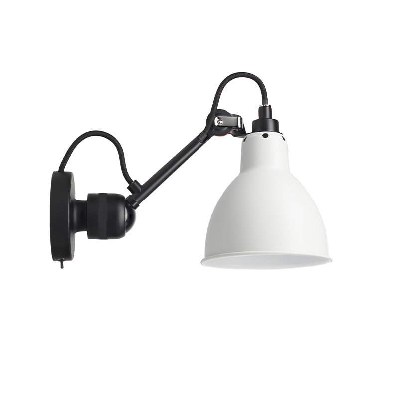 Lampe Gras N°304 SW vägglampa round svart/vit