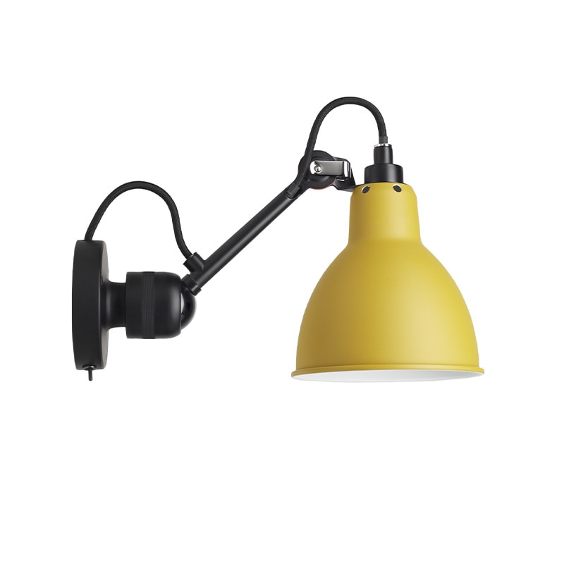 Lampe Gras N°304 SW vägglampa round svart/gul