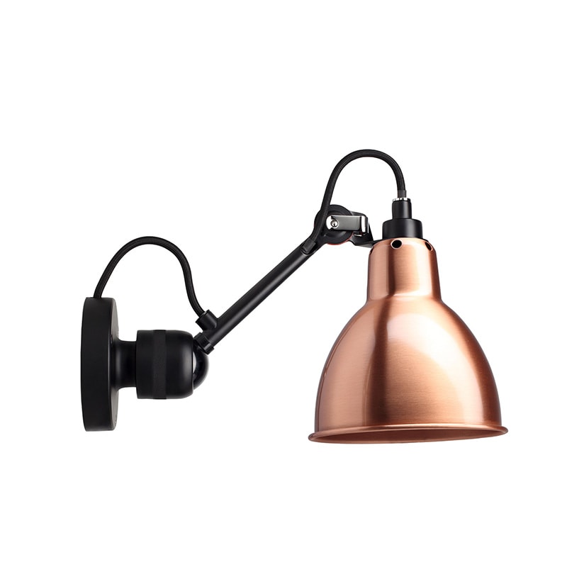 Lampe Gras N°304 vägglampa round svart/koppar