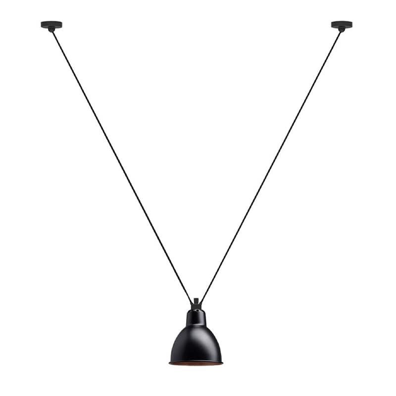 Les Acrobates de gras N°323 L Round Taklampa Svart, koppar i skärmen