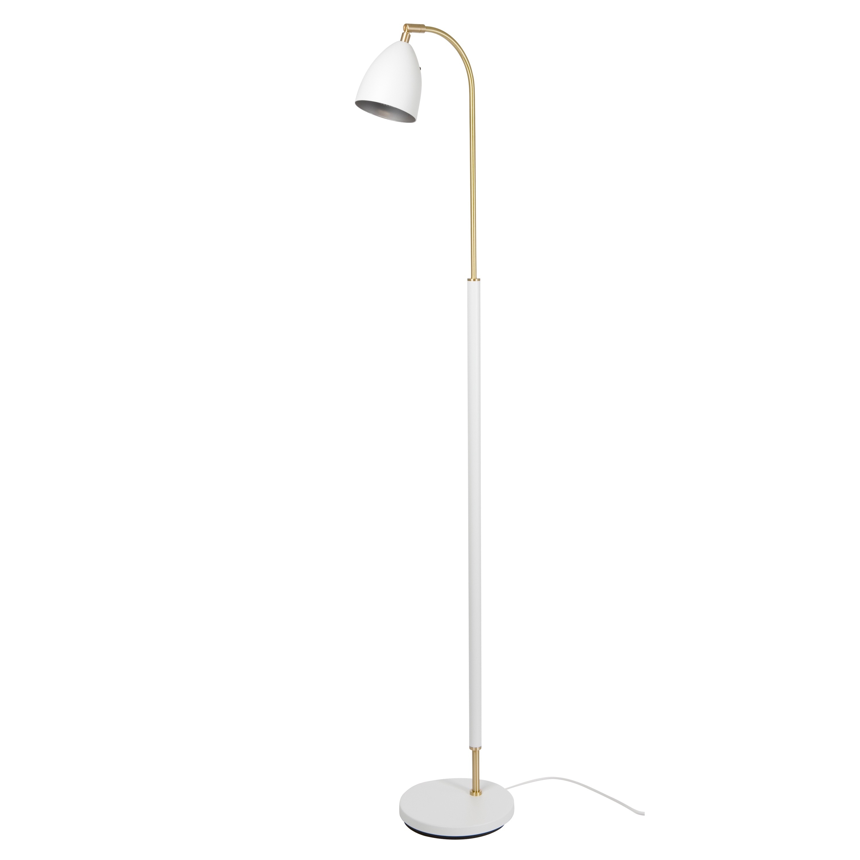 Deluxe golvlampa vit/mässing