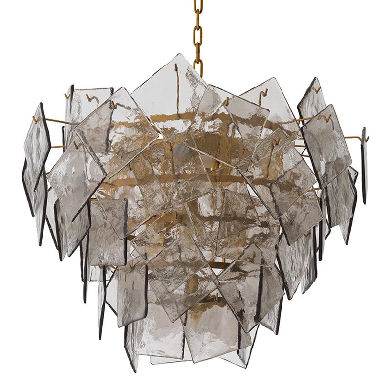 Biltmore Chandelier taklampa antik mässing/rökfärgat glas